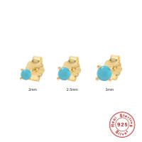 Turquoise Gold Prong Stud Earrings