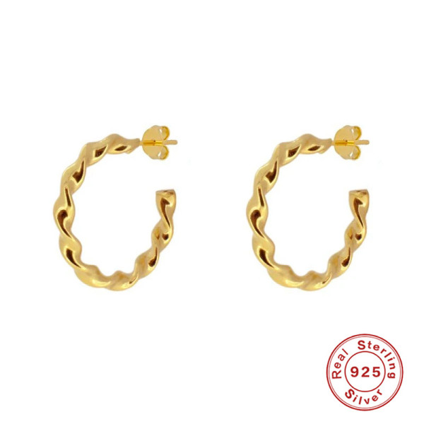 Gold-Finish Twisted Medium Hoop Earrings