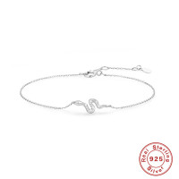 Sterling Silver Snake Motif Chain Bracelet
