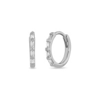 925 Silver Cubic Zirconia Huggie Earrings