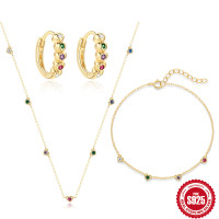 925 Silver Multicolor Stone Jewelry Set