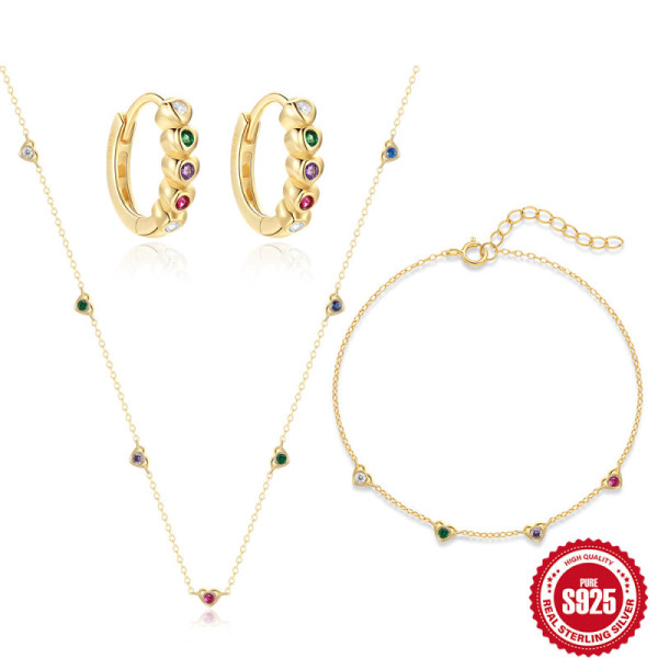 925 Silver Multicolor Stone Jewelry Set