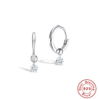 Sterling Silver Cubic Zirconia Huggie Earrings