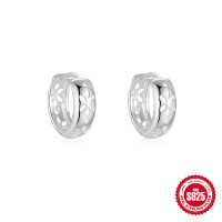 925 Silver Floral Cutout Huggie Earrings