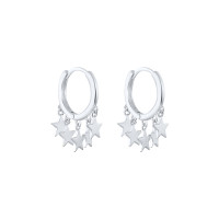 925 Silver Star Charm Hoop Earrings