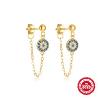 Gold-Plated S925 Pavé Geometric Dangle Earrings