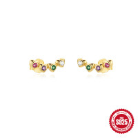 925 Silver Multicolor Stone Ear Climbers