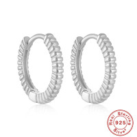 Sterling Silver Ribbed Small Hoop Earrings