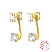 Gold-Plated 925 Silver Modern Stud Earrings