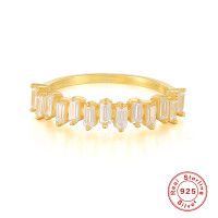 Gold-Plated Baguette Cubic Zirconia Band Ring