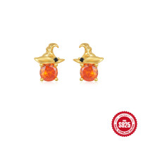 Gold-Plated Witch Hat Stud Earrings