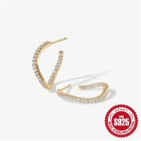 Gold-Tone Pavé Huggie Earrings