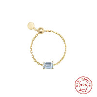 925 Silver Gold-Plated Chain Hoop Earrings