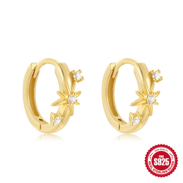 Gold-Plated Star Huggie Earrings