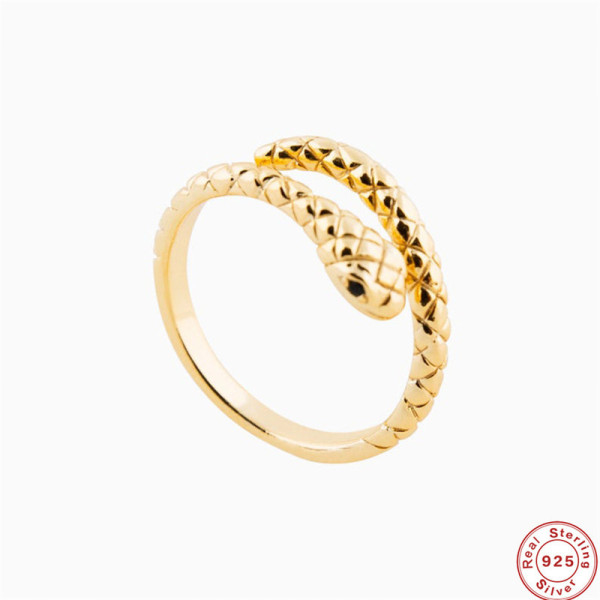 Gold-Tone Snake Motif Wrap Ring