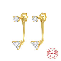 925 Silver Gold-Plated Triangle Stud Earrings
