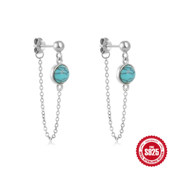 925 Silver Turquoise Dangle Earrings