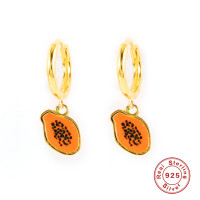925 Silver Enamel Papaya Hoop Earrings
