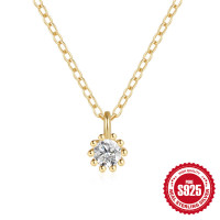 Gold-Tone Cubic Zirconia Solitaire Pendant Necklace