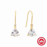 Gold-Plated Silver Drop Earrings with Cubic Zirconia