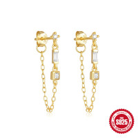 Gold-Plated Cubic Zirconia Dangle Earrings