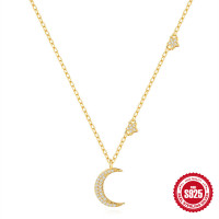 Gold-Plated Crescent Moon Pendant Necklace