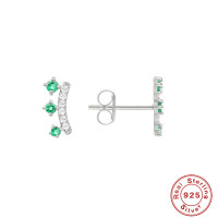 Sterling Silver Green Stone Ear Climbers