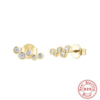 Gold Bezel Geometric Stud Earrings