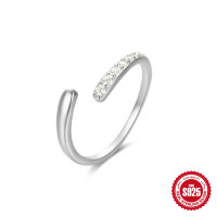 925 Silver Adjustable Pavé Open Ring
