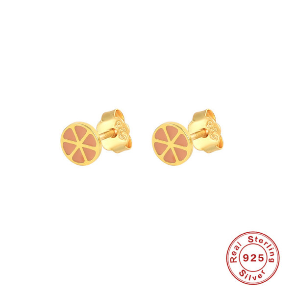 925 Silver Geometric Gold-Tone Stud Earrings