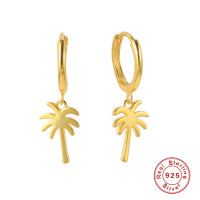 Gold-Tone Palm Tree Hoop Earrings