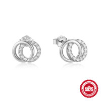 925 Silver Pavé Circle Stud Earrings