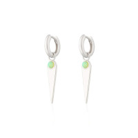 925 Silver Opal Drop Hoop Earrings