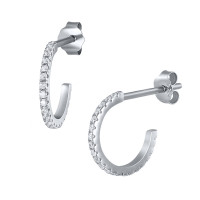 925 Silver Pavé Small Hoop Earrings