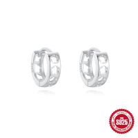 925 Silver Cut-Out Geometric Small Hoop Earrings