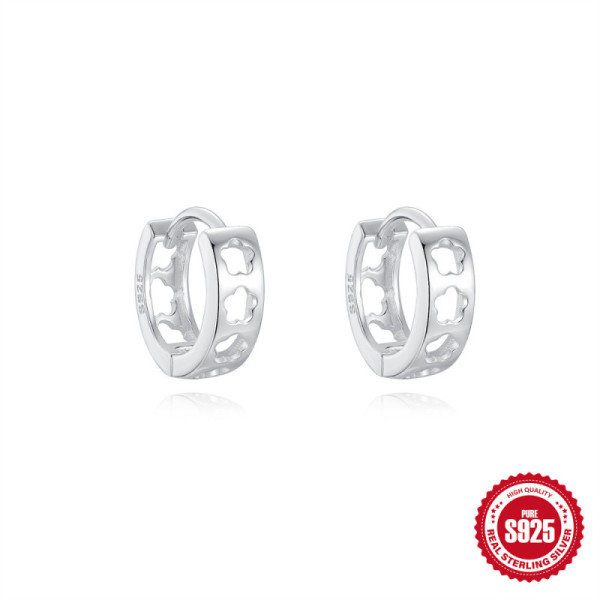 925 Silver Cut-Out Geometric Small Hoop Earrings