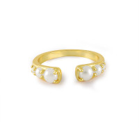 Gold-Finish Open Band Pearl Ring