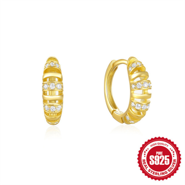 Gold-Tone Pavé Cubic Zirconia Huggie Earrings