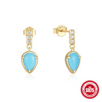 Gold-Plated Turquoise Drop Earrings