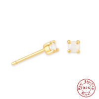 Gold-Tone Opal Stud Earrings