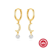 Gold-Plated Crescent Moon Huggie Earrings