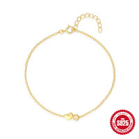 Gold-Plated Heart Charm Chain Bracelet