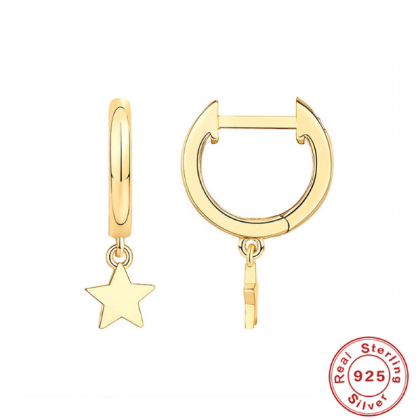 Gold-Plated Star Charm Huggie Earrings