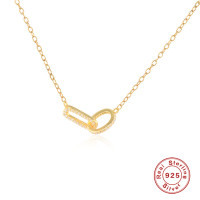 925 Silver Gold-Plated Pavé Link Necklace