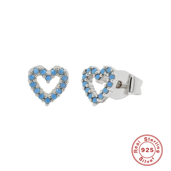 925 Silver Turquoise Heart Stud Earrings