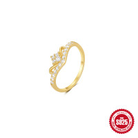 Gold-Plated Crown Pavé Ring
