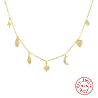 Gold-Plated Celestial Charm Necklace