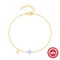925 Silver Gold-Plated Geometric Chain Bracelet