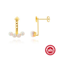 Gold-Tone Celestial Opal Ear Jackets
