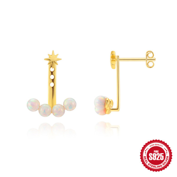 Gold-Tone Celestial Opal Ear Jackets